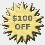 Graphic for a coupon with the words $100 Off.